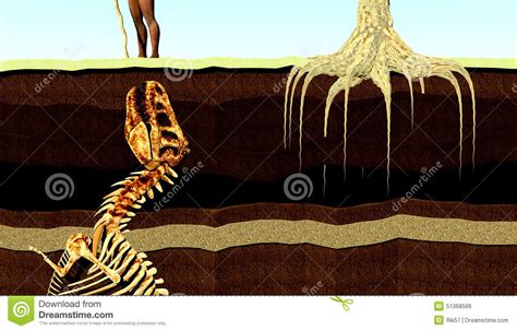 Buried Skeleton Dinosaur Ancient Reptile Marine Fossilized In Rock Old