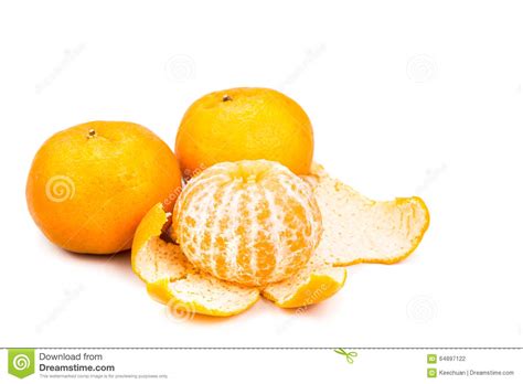 Peeled Sweet And Juicy Mandarin Oranges On White Background Stock Photo