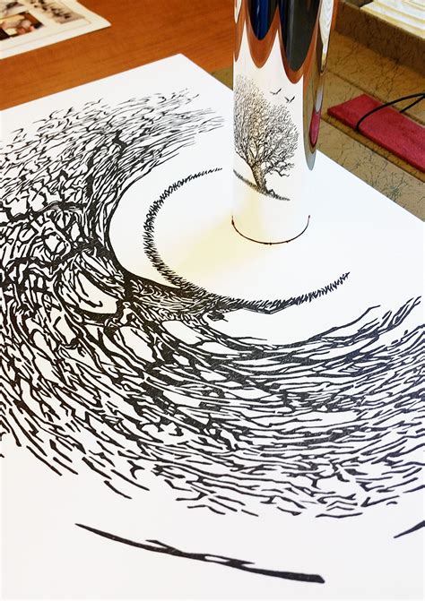 23 Amazing Anamorphic Artworks That Need A Mirror Cylinder To Reveal