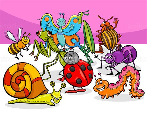 Cartoon Illustration Of Insects And Bugs Animal Comic Characters Group