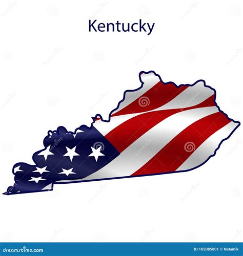 Kentucky Map On American Flag Ky Usa State Map On Us Flag Eps Vector