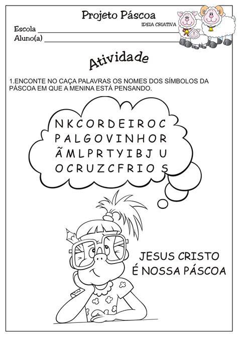 Atividade Caça Palavras Símbolos Da Páscoa Cristã Ideia Criativa Gi Carvalho Educação Infantil