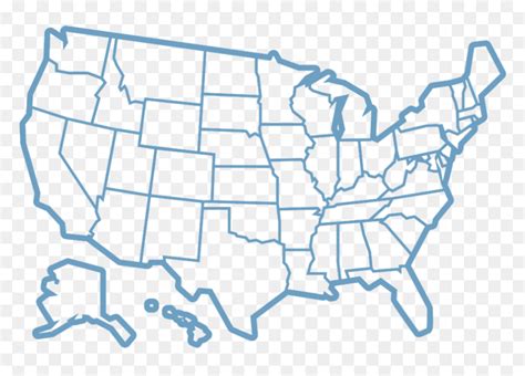 United States Map Outline In Light Blue United States Map Outline Hd