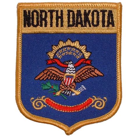 North Dakota State Flag Shield Embroidered Iron On Patch At Sticker