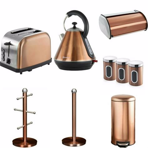 Abaseen Copper Rose Gold Kettle Toaster Bread Bin Canister Mug Tree