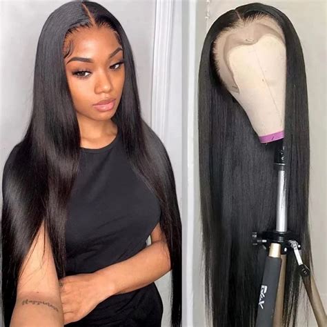 Amazon Com Transparent Lace Front Wigs Human Hair Silky Straight Wave X Hd Lace Frontal