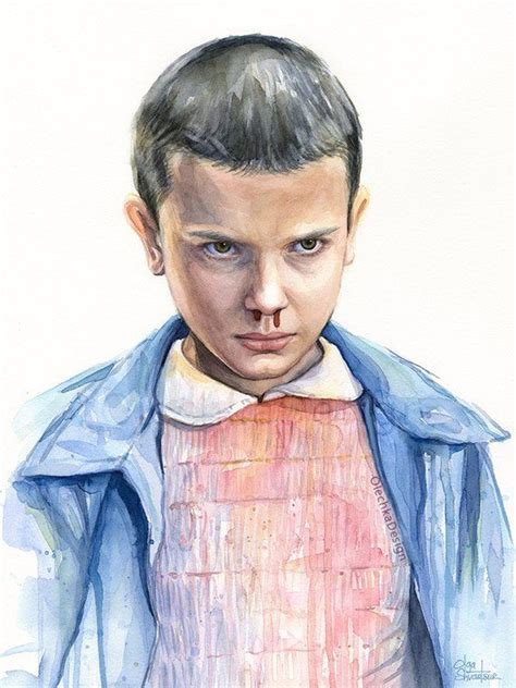 Stranger Things Print Eleven Portrait Watercolor Art Print Etsy Stranger Things Art Eleven