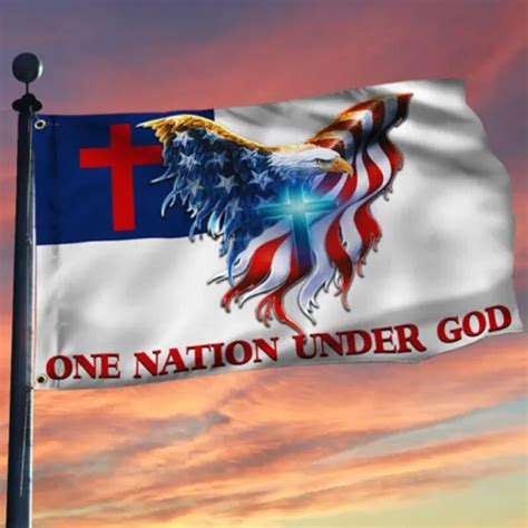 One Nation Under God Eagle American Faith Christian Jesus Cross Grommet