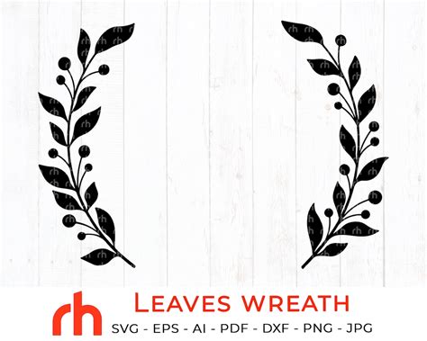 Leaves Wreath Svg Laurel Frame Svg Floral Wedding Monogram Etsy