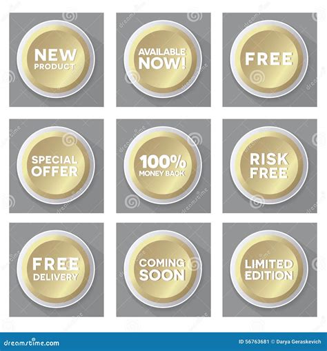 Set Of Golden Buttons Stock Vector Illustration Of Button 56763681