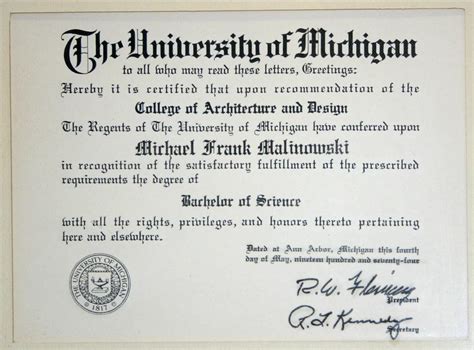Bachelor Of Science Degree Certificate