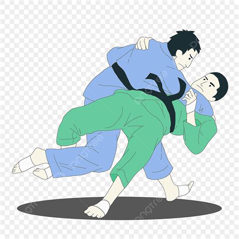 Jiu Jitsu Clipart Transparent Background Cartoon Flat Style Japanese