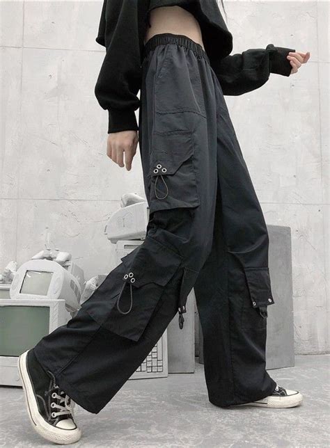 High Waist Baggy Cargo Pants High Fashion Street Style Baggy Korean