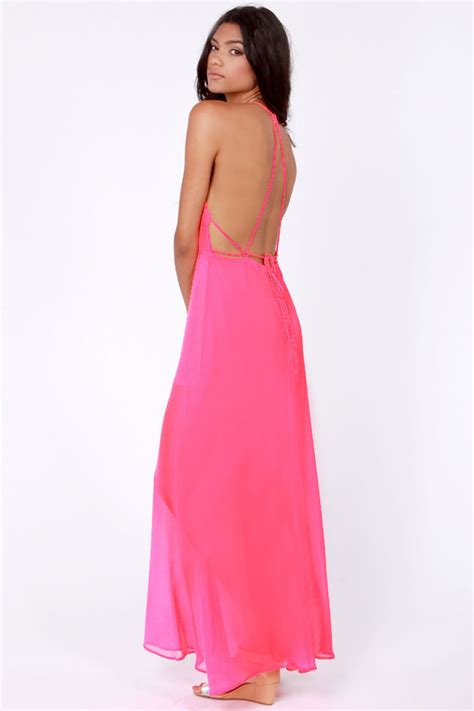 Sexy Hot Pink Dress Maxi Dress Backless Dress 4400 Lulus