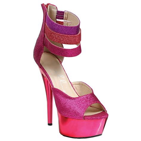 Summitfashions Bright Neon Heels Womens Glittery Ankle Cuff Sandals