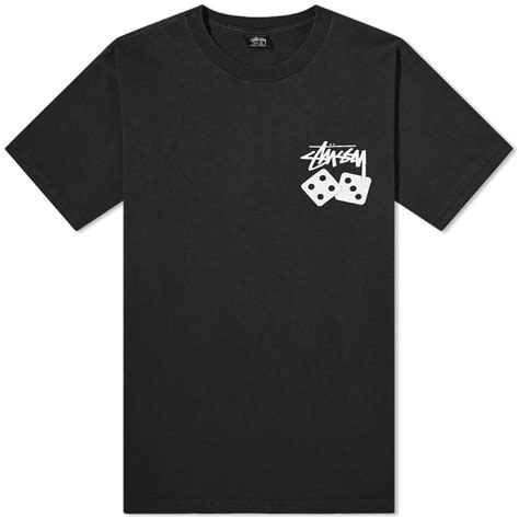 Stussy Dice Pigment Dyed T Shirt Black End