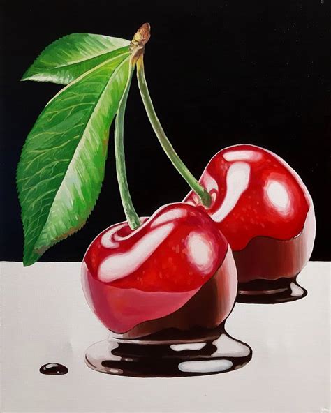 Juicy Cherries Original Oil Painting Realism Painting On Canvas