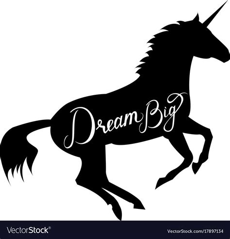 Unicorn Silhouette With Text Royalty Free Vector Image