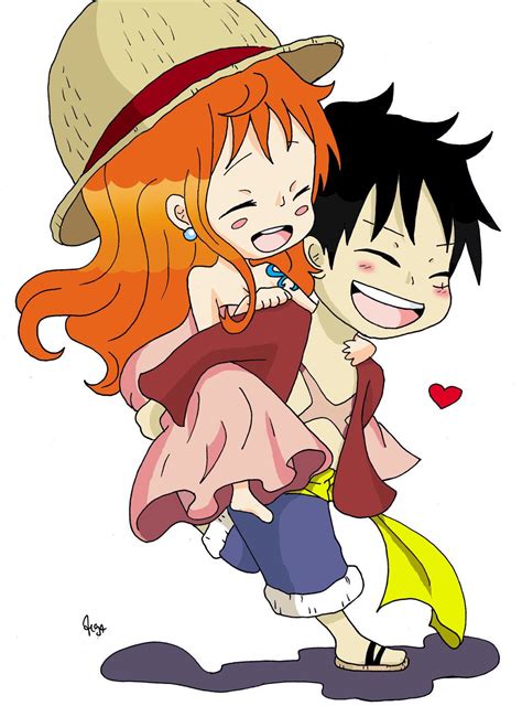 Luffy And Nami Chibi Casal Anime Anime