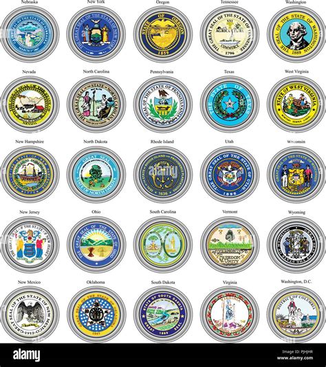 Set Of Icons States Of Usa Seals 3d Stock Vector Image And Art Alamy