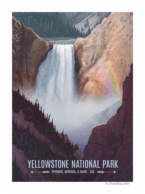 yellowstone national park travel poster by national parks co etsy
