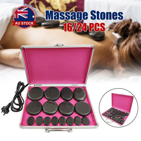 16202428pcs Hot Massage Stone Basalt Stones Set Rock Spa Massage Heat Box Kit Ebay