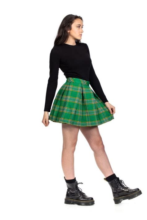Long Plaid Tartan Skirt Button Zipped Designer Made Top Kilt