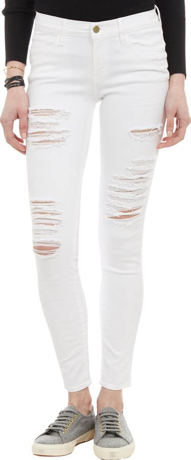 White Ripped Skinny Jeans Frame Denim Ripped Skinny Jeans Where To