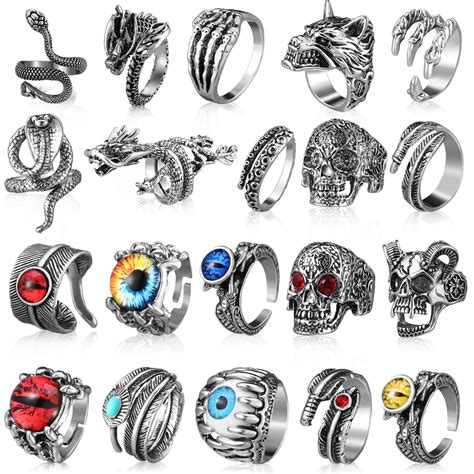 Buy 20 Pieces Vintage Punk Rings Set Stainless Steel Gothic Alloy