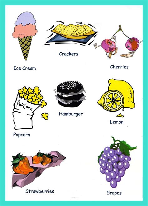 Here are four sets of picture cards for the alphabet. Food and Drinks Picture Vocabulary - GrammarBank