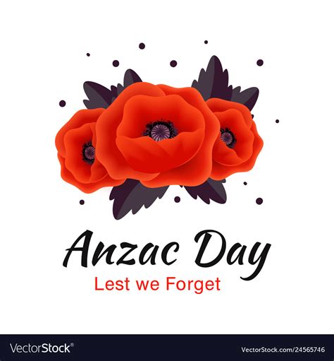 Anzac Day Card Red Poppy Flower Royalty Free Vector Image