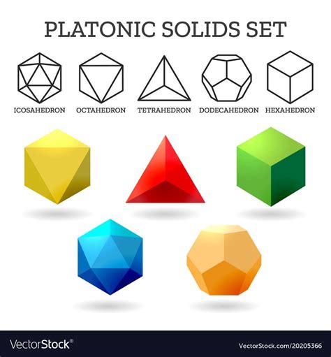 Platonic 3d Shapes Platon Geometry Abstract Solid Icons Isolated On