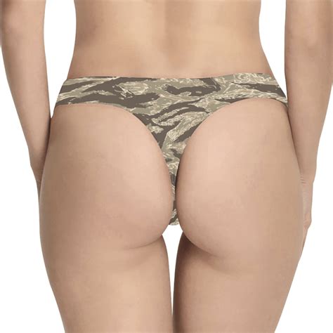 Us Desert Tiger Stripes Camouflage Womens Thongs Mega Camo