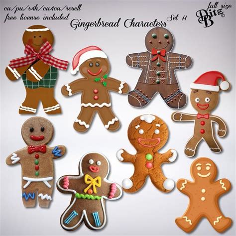 Gingerbread Characters Set 11 Gingerbread Digital Scrapbooking Character