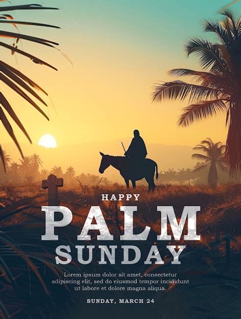 Premium Psd Palm Sunday Poster Template With Silhouette Jesus Christ