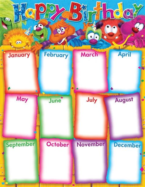 An Image Of A Birthday Calendar With Cartoon Characters On The Front