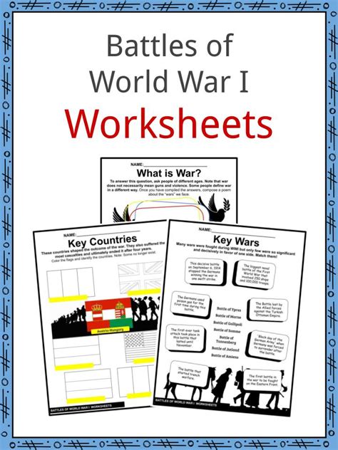Battles Of World War I Facts Worksheets And Causes Of Wwi For Kids