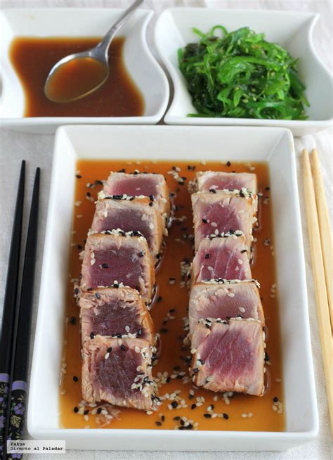 Para cocinar el foie debemos tener en cuenta que es un producto muy frágil, por tanto, cuando pongamos en la sartén o por la tiene una textura muy jugosa que se deshace en la boca dejando un delicioso sabor en el paladar. Tataki de atún con salsa ponzu. Receta japonesa fácil para ...