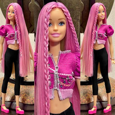 barbie dolls long pink hair barbie