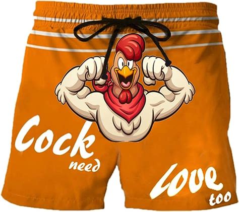 Huateng Men S Swim Trunks Men S Cock Funny Beach Shorts Cock Need Love Too 3d Print Swim Shorts