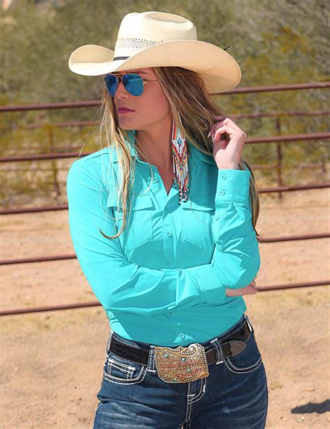 Breathe Instant Cooling Pullover Button Up Turquoise Cowgirl Tuff Co And B Tuff Jeans