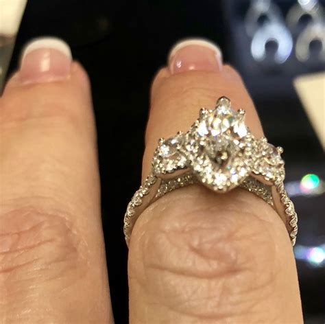 Marquise Halo 3 Stone Diamond Ring Marquise Diamond Engagement Ring