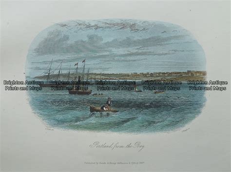 Antique Print 230 172 Portland From The Bay By St Gill C1857