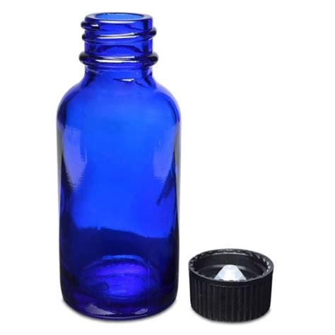 Glass Bottle Boston Round With Cap Cobalt Blue Energetic Nutrition