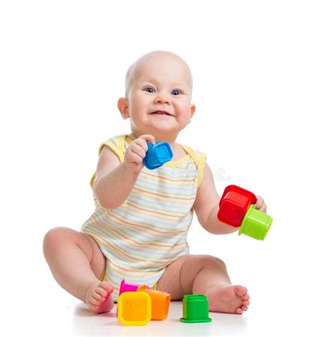 Smiling Baby Playing With Toys Stock Photo Image Of Interest