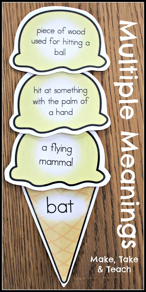 Multiple Meaning Words Ice Cream Scoops Make Take And Teach