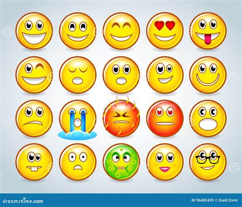Set Of Emoticons Set Of Emoji Colorful Smiles Set Isolated Vector