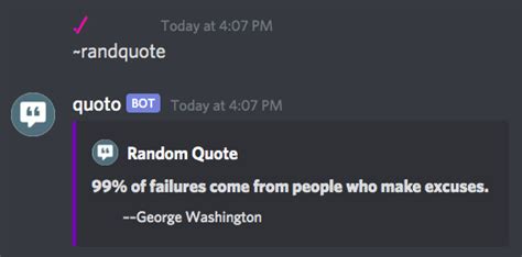 We came across a multiple of github projects that helped provide a complete quote functionality suite for discord. A Discord bot that tells quotes, gets the weather, and more!