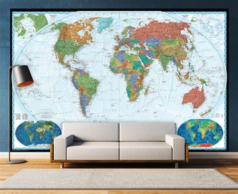 National Geographic World Map Wall Mural Decorator Series Etsy
