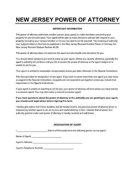 Sample Durable Power Of Attorney Nj Sample Power Of Attorney Blog